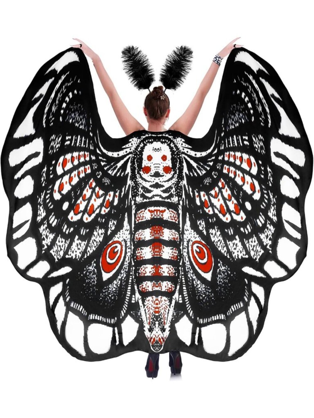 Butterfly Wings Costume for Women - Fairy Cape with Feather Headband Set for
